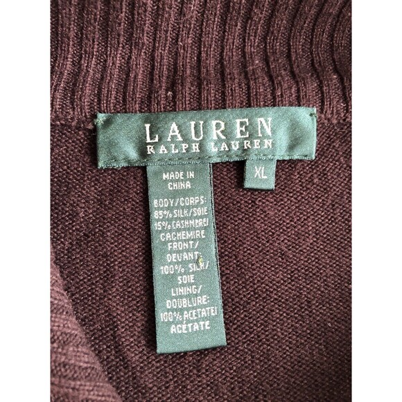 Vtg Lauren Ralph Lauren Silk Cashmere Equestrian Cardigan Sweater Size XL Zip - Picture 8 of 8